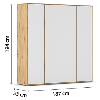 Šatníková skriňa BANILA II alpská biela/dub artisan 4