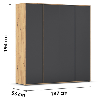 Šatníková skriňa BANILA II sivá/dub artisan 4