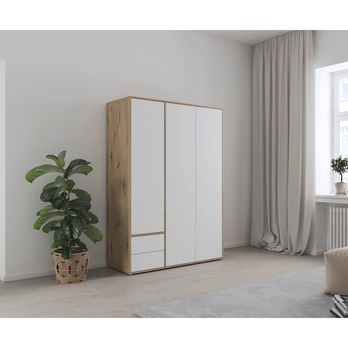 Šatníková skriňa BANILA III alpská biela/dub artisan 1