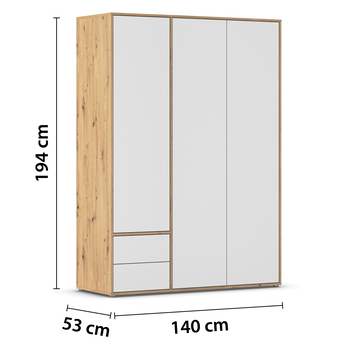 Šatníková skriňa BANILA III alpská biela/dub artisan 6