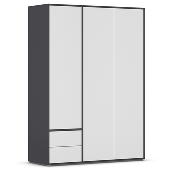 Šatníková skriňa BANILA III alpská biela/sivá 2