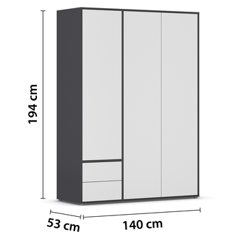 Šatníková skriňa BANILA III alpská biela/sivá 4