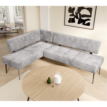 Rohová jedálenská lavica BANKO L sivá, ľavá 2