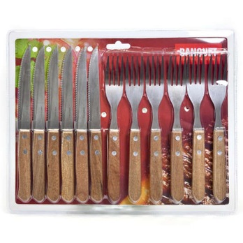 Sada steakových príborov BANQUET PARTY 12 ks, antikoro/drevo 1