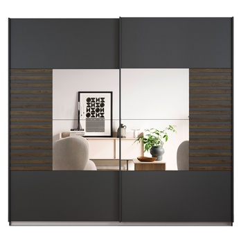 Šatníková skriňa BAREA II sivá/dub atlantic tmavý, šírka 226 cm 4