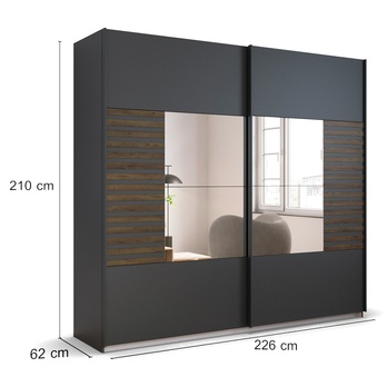 Šatníková skriňa BAREA II sivá/dub atlantic tmavý, šírka 226 cm 5