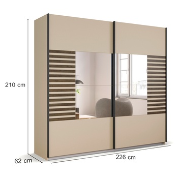 Šatníková skriňa BAREA II šampanské/dub atlantic tmavý, šírka 226 cm 5