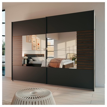 Šatníková skriňa BAREA II sivá/dub atlantic tmavý, šírka 226 cm 1