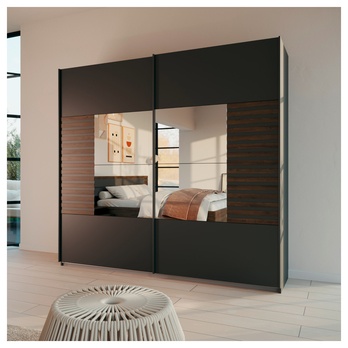 Šatníková skriňa BAREA II sivá/dub atlantic tmavý, šírka 226 cm 1