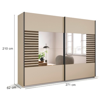 Šatníková skriňa BAREA II šampanské/dub atlantic tmavý, šírka 271 cm 5