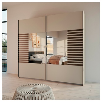 Šatníková skriňa BAREA II šampanské/dub atlantic tmavý, šírka 226 cm 1