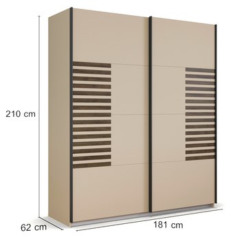 Šatníková skriňa BAREA šampanské/dub atlantic tmavý, šírka 181 cm 5