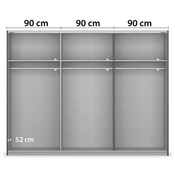 Šatníková skriňa BAREA šampanské/dub atlantic tmavý, šírka 271 cm 3