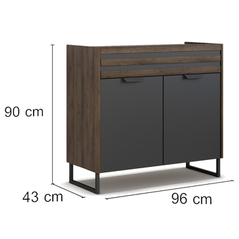 Komoda BAREA sivá/dub atlantic tmavý 2