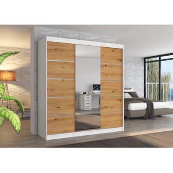 Šatníková skriňa BARGO biela/dub artisan 1