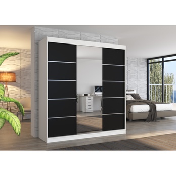 Šatníková skriňa BARGO biela/čierna 1