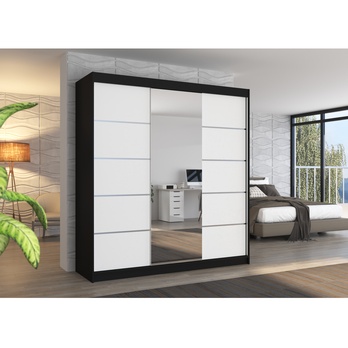 Šatníková skriňa BARGO čierna/biela 1