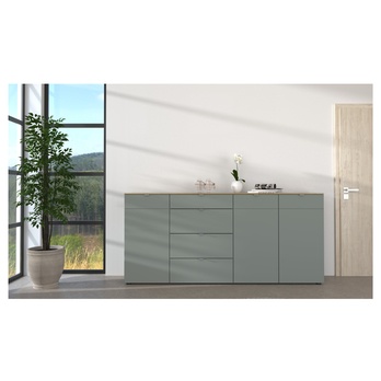 Komoda BARI 3 trstinovozelená/dub artisan 1