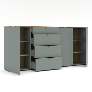 Komoda BARI 3 trstinovozelená/dub artisan 2