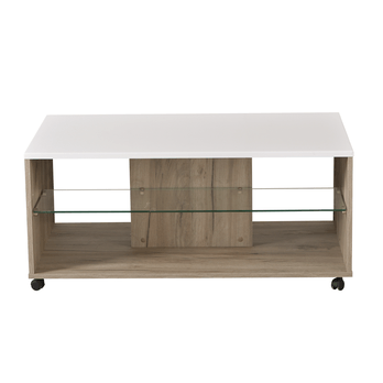 Konferenčný stolík BARNABY dub sivý/biela vysoký lesk 2