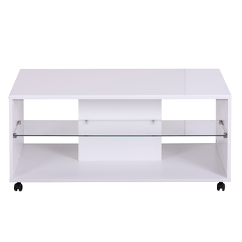 Konferenčný stolík BARNABY biela/biela vysoký lesk 2