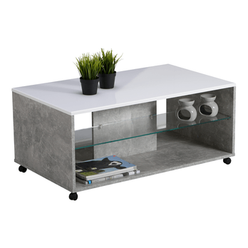 Konferenčný stolík BARNABY betón/biela vysoký lesk 4