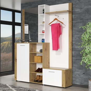 Predsieňová stena BARRY dub artisan/biela 1