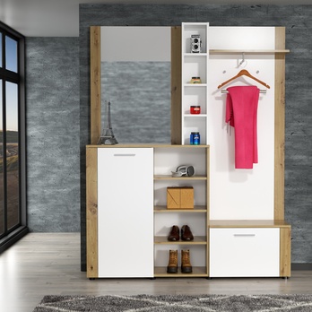 Predsieňová stena BARRY dub artisan/biela 2