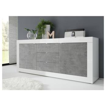 Komoda  BASIC 10 biela lesklá/betón 1