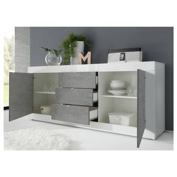 Komoda  BASIC 10 biela lesklá/betón 2