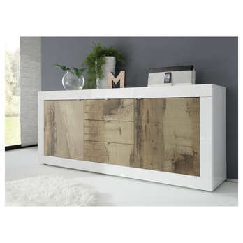 Komoda  BASIC 10 biela lesklá/dub 1