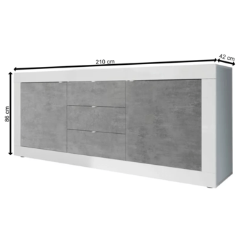 Komoda  BASIC 10 biela lesklá/betón 3