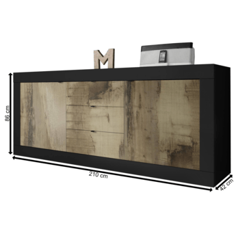 Komoda  BASIC 10 čierna matná/dub 2