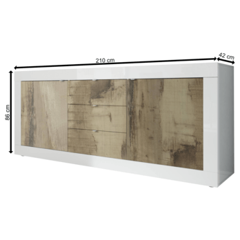 Komoda  BASIC 10 biela lesklá/dub 3