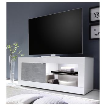 TV komoda  BASIC 4 biela lesklá/betón 1