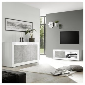TV komoda  BASIC 4 biela lesklá/betón 3