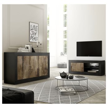 TV komoda  BASIC 4 čierna matná/dub 1