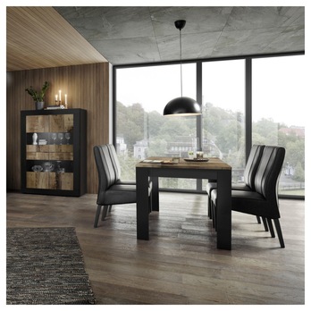 Jedálenský stôl BASIC 7 čierna matná/dub 1