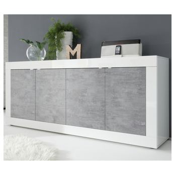 Komoda BASIC 8 biela lesklá/betón 1