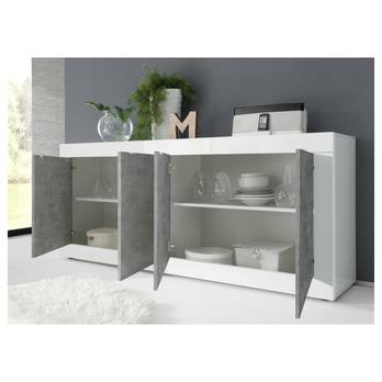 Komoda BASIC 8 biela lesklá/betón 2