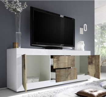 TV komoda  BASIC 9 biela lesklá/dub 2