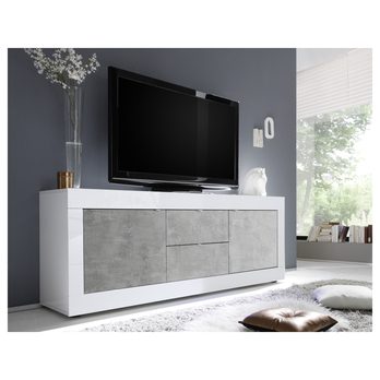TV komoda  BASIC 9 biela lesklá/betón 1