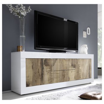 TV komoda  BASIC 9 biela lesklá/dub 1