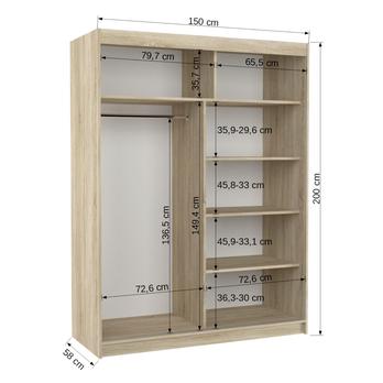 Šatníková skriňa BATO dub sonoma 4