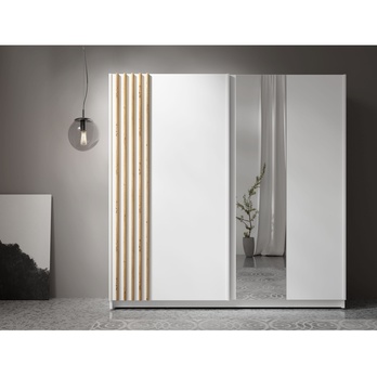 Šatníková skriňa BAYADERO biela, šírka 201 cm 1