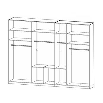 Šatníková skriňa BAYLEE alpská biela, 7 dverí, 3 zrkadlá 2