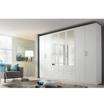 Šatníková skriňa BAYLEE alpská biela, 7 dverí, 3 zrkadlá 1