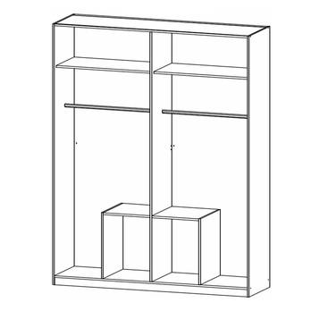 Šatníková skriňa BAYLEE alpská biela, 4 dvere, 2 zrkadlá 2