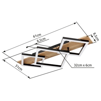 Stropné LED svietidlo BEATRIX 8 čierna/svetlé drevo 5
