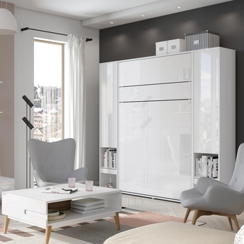 Sklápacia posteľ BED CONCEPT 1 biela/vysoký lesk, 160x200 cm 1